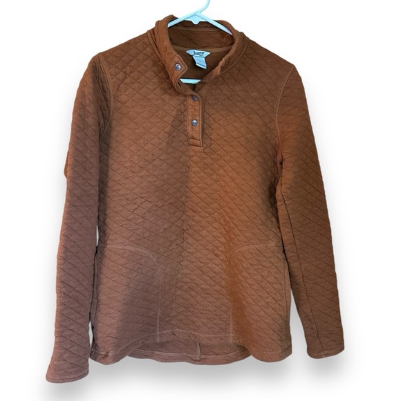 Duluth Trading Co Brown Quilted Snap Pullover Sweatshirt Sz S - Picture 1 of 6
